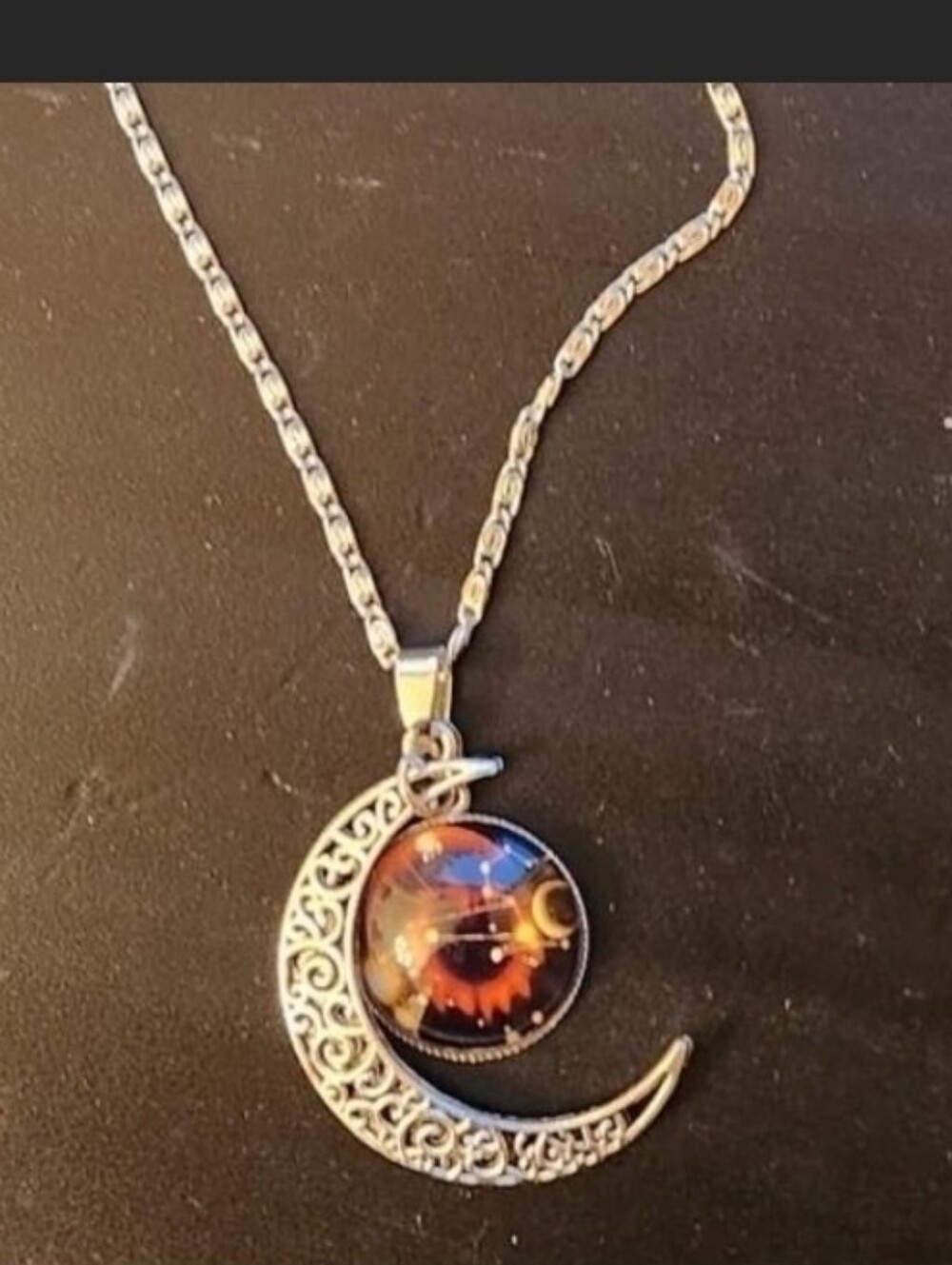 Silver Crescent Moon Necklace with Scorpio Constellation Pendant - Women Jewelry